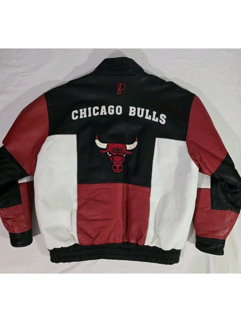 Vintage 1990s Pro Player CHICAGO BULLS ColorBlock Leather Bomber Jacket Mens XXL